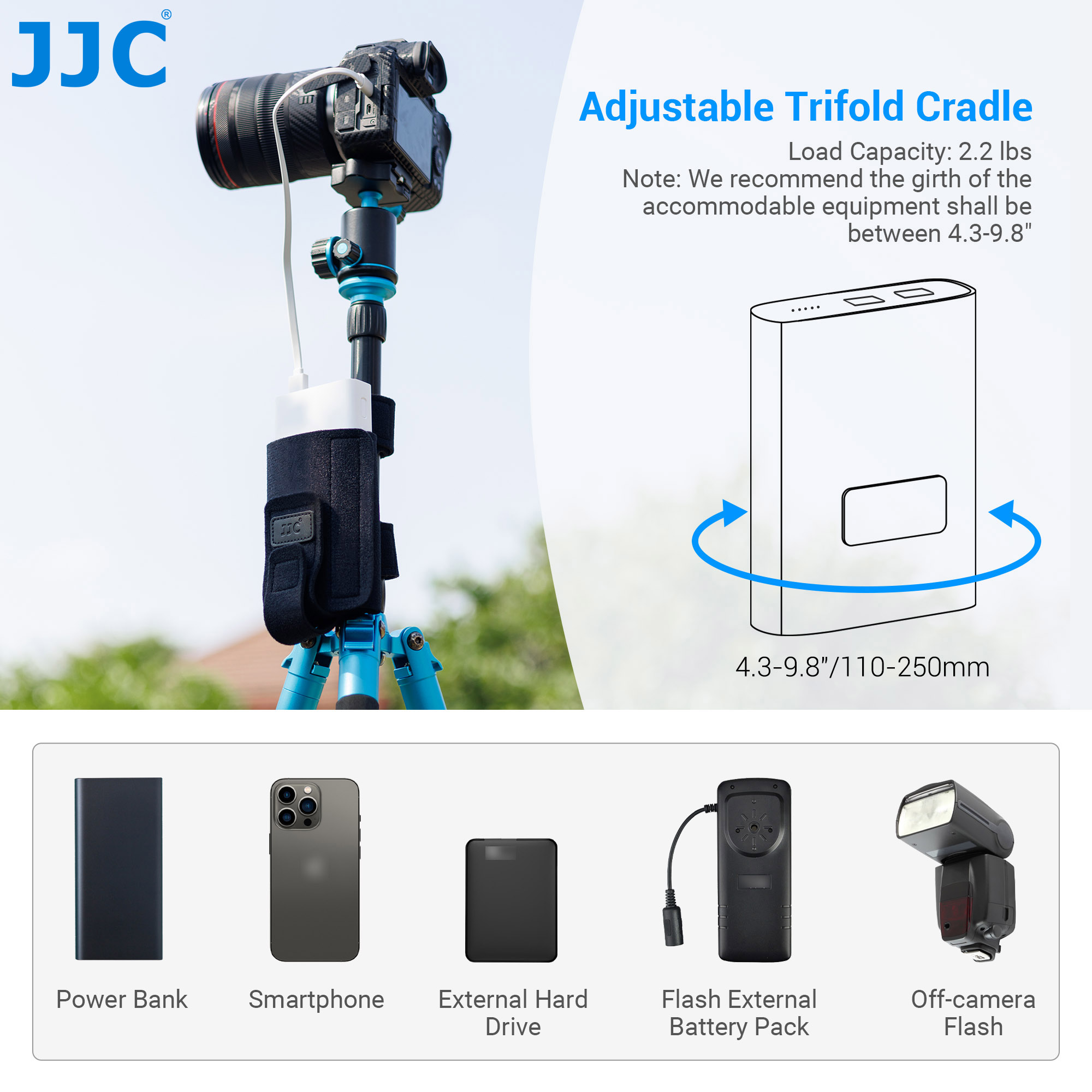 JJC Equipment Mounting Strap C - Photography Video Lighting Kit With Adjustable Tripod Stand 评论和价格